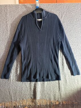 Ribbed Black Sweater Wilke-Rodriguez -  Men’s XLT 100% cotton